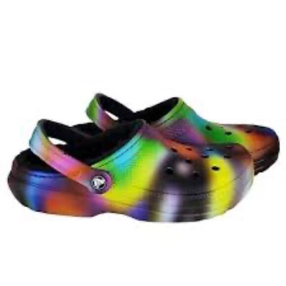 Crocs Unisex Classic Sherpa Lined Tie-Dye Multicolor Clogs Size M 4 W 6 - Picture 1 of 10